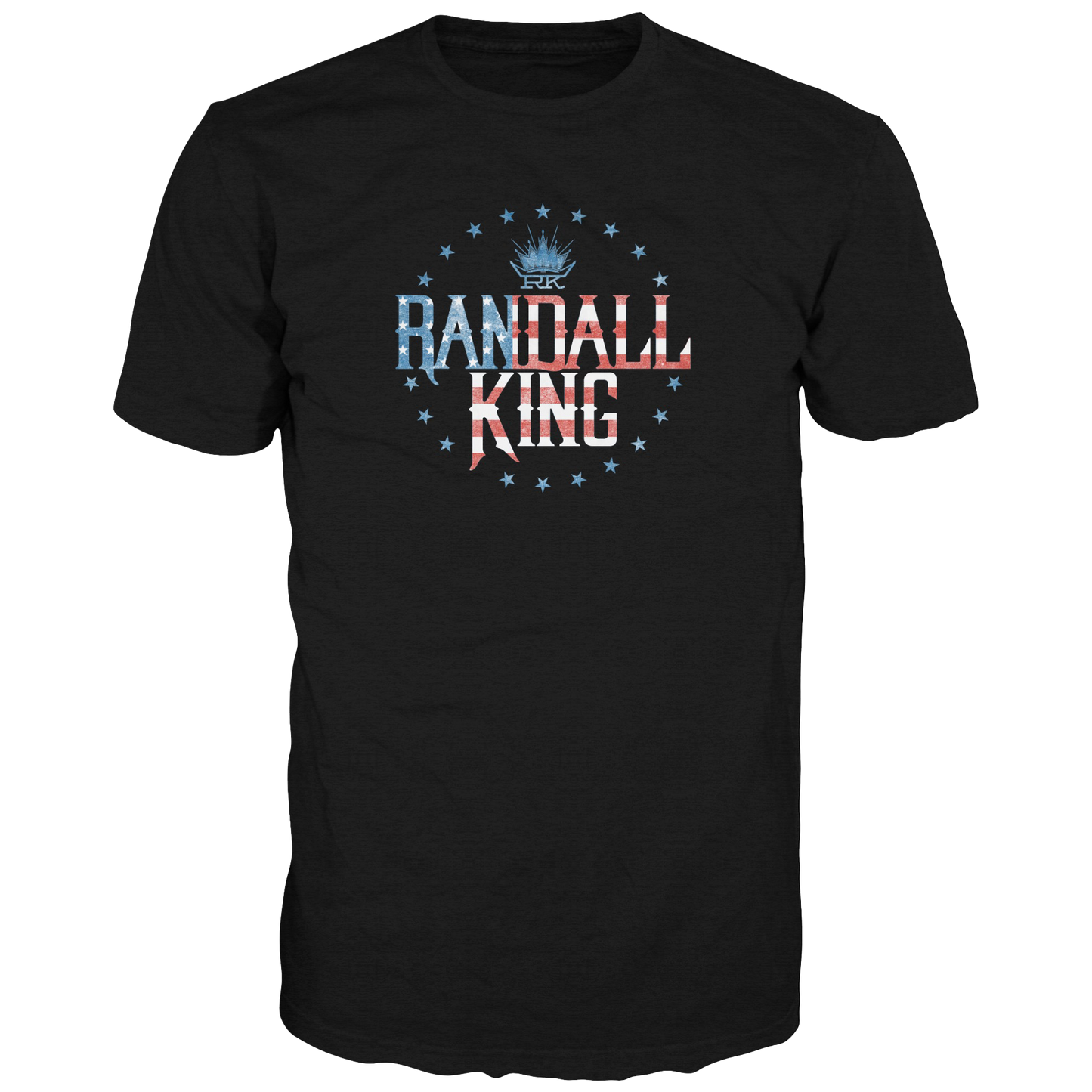 tee-black-RK Crown logo and "Randall King" with USA flag stars and stripes