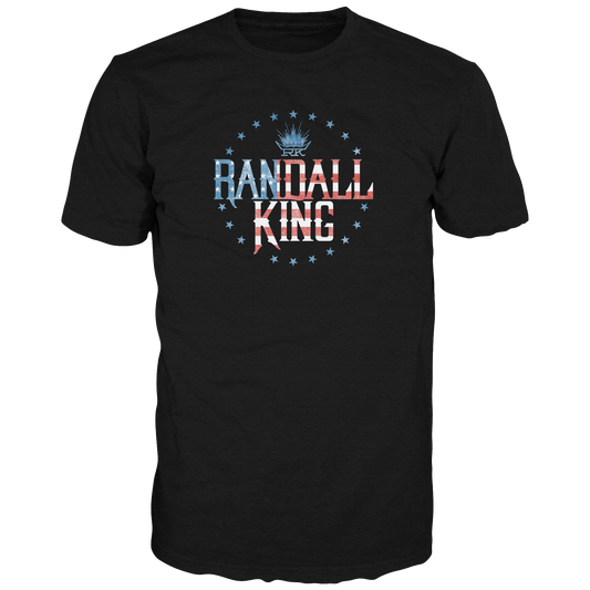 tee-black-RK Crown logo and "Randall King" with USA flag stars and stripes