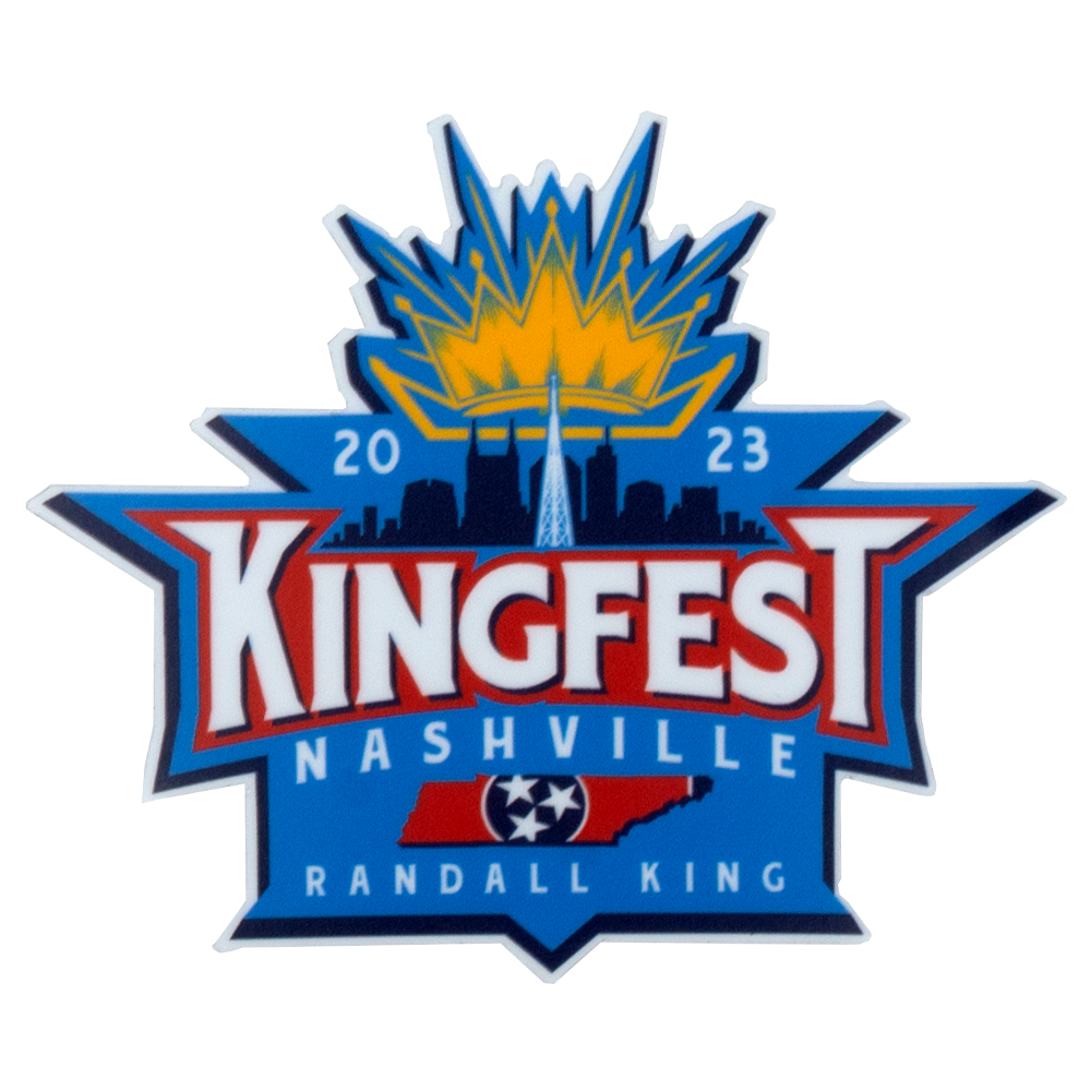 sticker-blue-"2023 kingfest nashville" crown logo and city outline