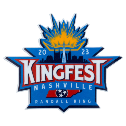 sticker-blue-"2023 kingfest nashville" crown logo and city outline