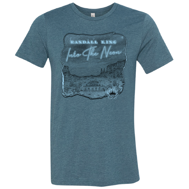 tee-heather deep teal-"Into the neon" Into the neon album cover with crown logo