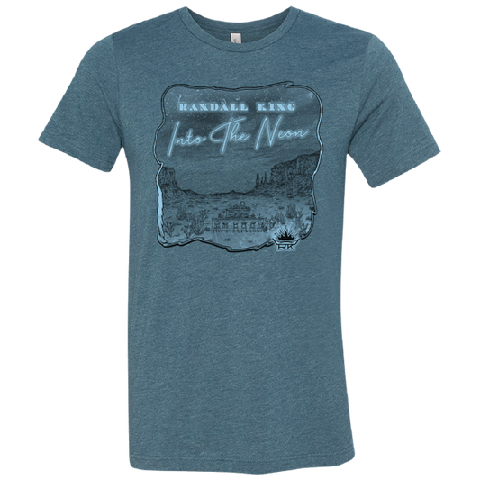 tee-heather deep teal-"Into the neon" Into the neon album cover with crown logo