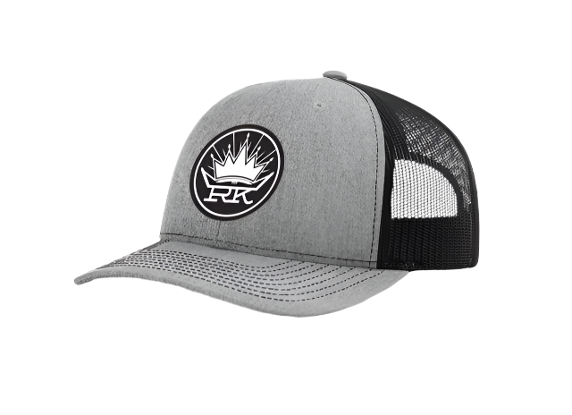 baseball hat-grey/black-RK crown circle patch