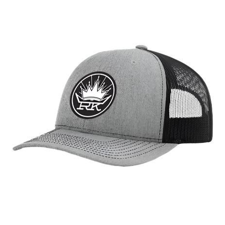baseball hat-grey/black-RK crown circle patch