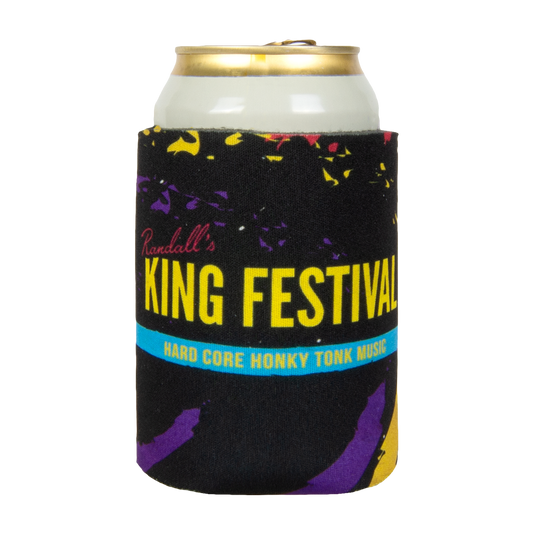can cooler-black-"King Festival Hard Core Honky Tonk Music" colorful splatters
