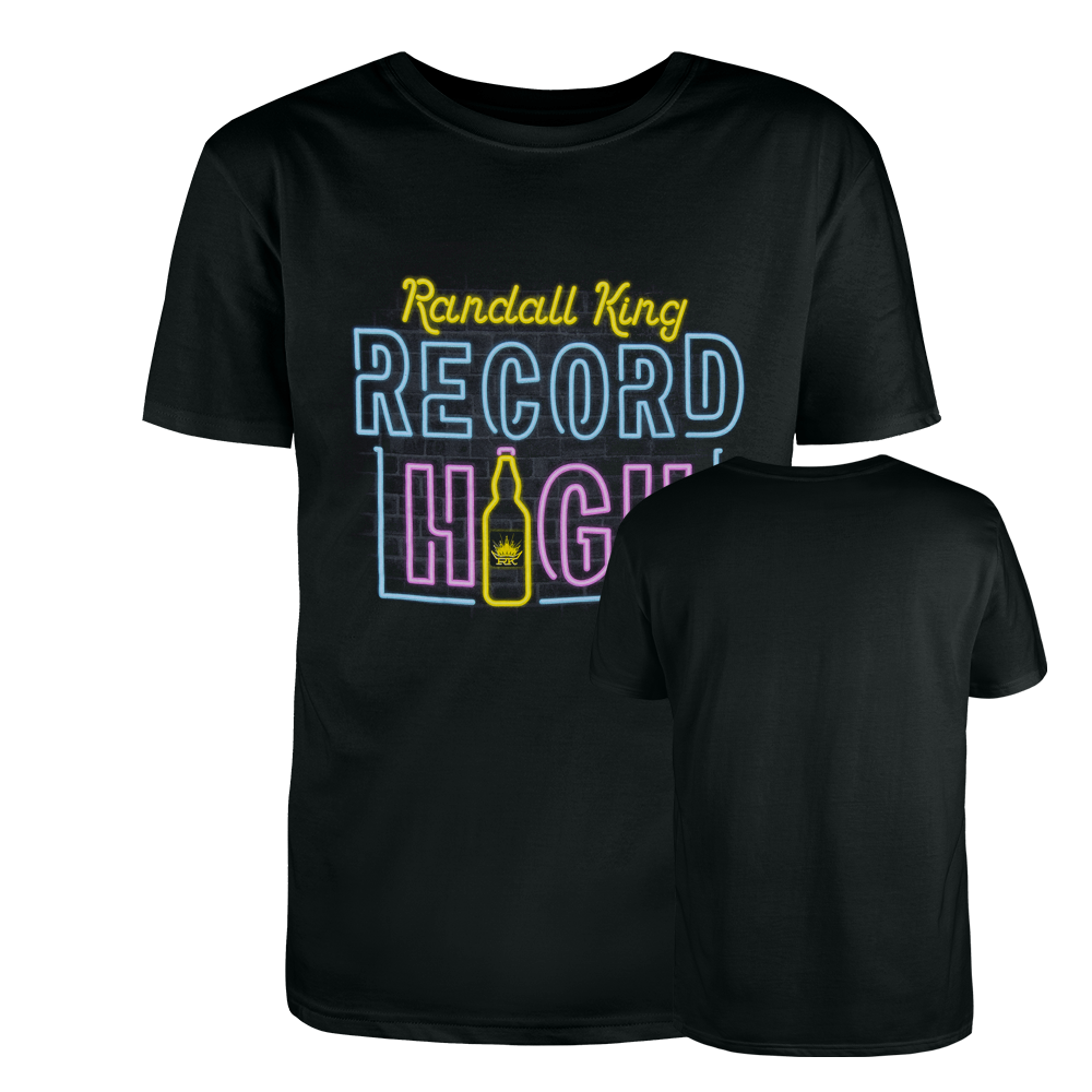 tee-black-neon "Randall King Record High" with beer bottle