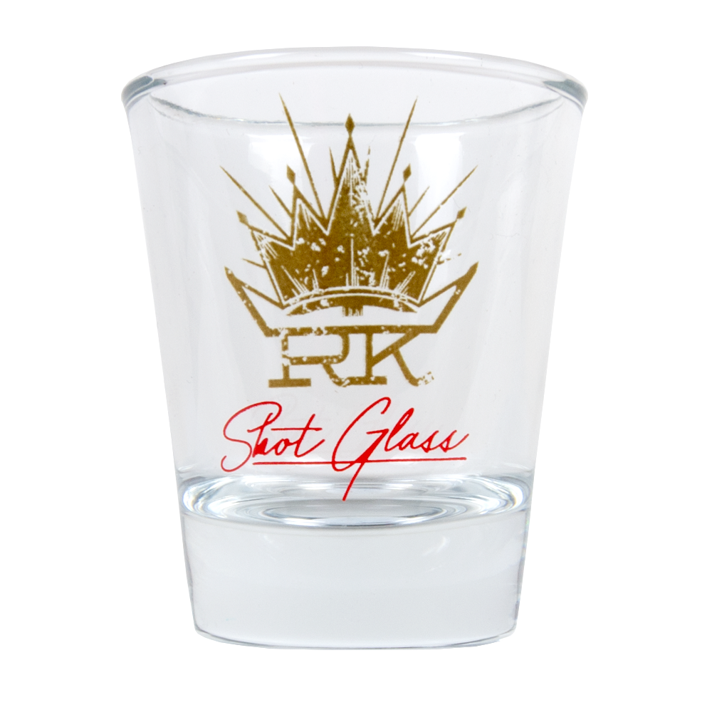 shot glass-clear-"shot glass" RK crown logo