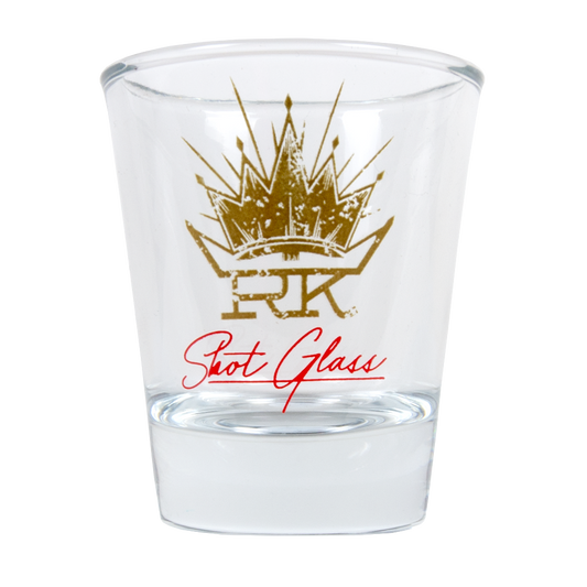 shot glass-clear-"shot glass" RK crown logo