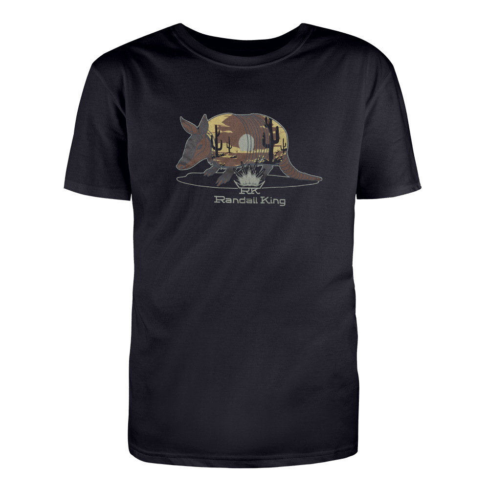 tee-black-armadillo with desert and RK crown logo