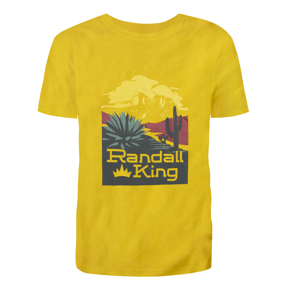 tee-mustard yellow-"Randall King" crown logo and desert