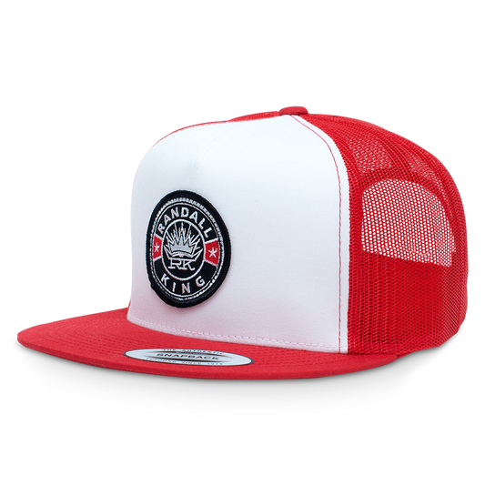 Flat Bill Mesh Back Hat ( Red )